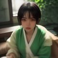 编辑林晓苗头像，女性，专业园艺编辑，背景为绿色植物墙，表情亲切专业